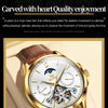 OLEVS 6663 Men Multifunctional Waterproof Hollow Leather Strap Mechanical Watch(White + Brown)