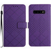 For Samsung Galaxy S10 Rhombic Grid Texture Leather Phone Case(Purple)