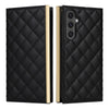 For Samsung Galaxy S24 FE 5G Crossbody Rhombic Sucker Leather Phone Case(Black)