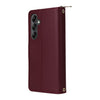 For Samsung Galaxy A26 Nine-card Slots Zipper Wallet Bag Leather Phone Case(Wine Red)