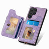 For Samsung Galaxy S25 Ultra 5G Retro Skin-feel Ring Multi-card Wallet Phone Case(Purple)