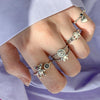 S925 Sterling Silver Cool Style Ladies Combination Ring, Specification:J1658