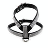 Rhinestone Dog Harness, PU Leather, Black, L, with Lead