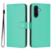 For Samsung Galaxy A56 5G Skin Feel Solid Color Leather Phone Case with Lanyard(Green)
