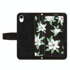 For iPhone XR Floral Pattern Leather Phone Case with Lanyard(Black)