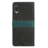 For Samsung Galaxy A02 / M02 Grid Stitching Leather Phone Case with Lanyard(Black)