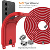 For Samsung Galaxy S25+ 5G Integrated Card Bag Solid Color Liquid Silicone Phone Case with Lanyard(Red)