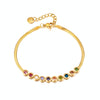 OPK GS1431 Titanium Steel Colorful Zirconia Hand Jewelry Stainless Steel Flat Chain Bracelet, Color: Gold