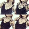 Sexy Mesh High Collar Long Sleeve Bottoming Blouse, Size:  One Size(Diamond)