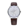 YAZOLE Men Business Quartz Watch(314 White Tray Brown Belt)
