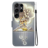 For Samsung Galaxy S22 Ultra 5G Crystal Texture Colored Drawing Leather Phone Case(Sika Deer)