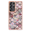 For Samsung Galaxy S25 Ultra 5G Electroplating Pattern IMD TPU Shockproof Case with Rhinestone Ring Holder(Pink Scales)