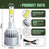 2pcs 880/881 18W 1800LM 6000K Waterproof IP68 Car Auto LED Headlight with 2 COB LED Lamps, DC 9-36V(White Light)