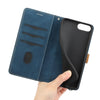 For iPhone 8 Plus / 7 Plus Grid Stitching Leather Phone Case with Lanyard(Blue)