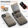 For iPhone 14 Plus AutSpace A12 MagSafe Magnetic RFID Card Bag Phone Case(Khaki)