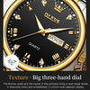 1pair OLEVS 5563 Couple Luminous Waterproof Quartz Watch(Black + Gold)