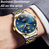 OLEVS 9946 Men Diamond Roman Scale Waterproof Quartz Watch(Blue + Gold)