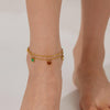 OPK GZ190 Stainless Steel Double Chain Stacking Butterfly Small Accessory Anklets(Gold)