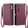 For Samsung Galaxy A36 Leather Stitching Multi-card Slot Zipper Phone Case(Wine Red)