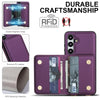 For Samsung Galaxy S24 FE 5G Crossbody Dual-buckle Wallet RFID Back Leather Phone Case(Dark Purple)