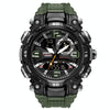 SMAEL 1921 Men Dual Movement Sports Watch Multifunctional Time Night Light Alarm Student Wrist Watch(Army Green)