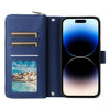 For iPhone 14 Pro Nine-card Slots Zipper Wallet Bag Leather Phone Case(Blue)