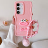 For Samsung Galaxy A16 4G / 5G Cartoon Sausage Mouth TPU Phone Case with Bead Chain(Pink)