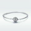 Exquisite Life S925 Sterling Silver Bangle Bracelet Inlaid with Gems, Size:20cm