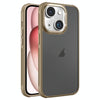 For iPhone 15 Hardware Side Cooling Skin Feel Frosted Metal Lens Frame Phone Case(Gold)