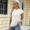 Ladies Summer Round Neck Loose Short Sleeve T-Shirt, Size: M(White)