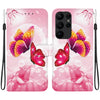 For Samsung Galaxy S23 Ultra 5G Crystal Texture Colored Drawing Leather Phone Case(Pink Butterflies)