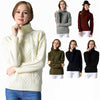 Women High Neck Knitted Sweater Long Sleeve Stranded Flower Bottoming Sweater, Size: M(Wine Red)