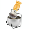 3pcs /Set Men Foam Manual Wooden Handle Beard Brush Set, Color: Nylon Wool Silver