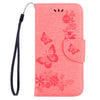 For Galaxy A5 (2017) / A520 Butterflies Embossing Horizontal Flip Leather Case with Holder & Card Slots & Wallet & Lanyard (Pink)