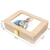 Wooden Photo Frame Boy and Girl Baby Hair Infant Tooth Box Children Tooth Storage Box Souvenir Gift(Chinese Stickers)