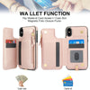 For iPhone XS Max Double Flap Zipper RFID Leather Phone Case with Short Lanyard(Rose Gold)
