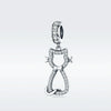 S925 Sterling Silver Pendant Diy Bracelet Accessories Zircon Cat Pendant Jewelry