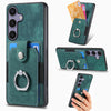 For Samsung Galaxy S25 5G Retro Skin-feel Ring Card Wallet Phone Case(Green)