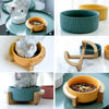 15.5cm/850ml Cat Dog Food Bowl Pet Ceramic Bowl, Style:Bowl With Wooden Frame(Yellow)