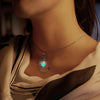 Women Moon Glowing Luminous Gem Charm Necklace Jewelry(Green)
