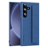 For Samsung Galaxy S25+ 5G Skin Elastic Wrist Grip Back Cover Phone Case(Navy Blue)