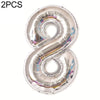 2 PCS 40 Inch Aluminium Foil Number Balloons Birthday Wedding Engagement Party Decor Kids Ball Supplies(8-Silver)