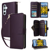For Samsung Galaxy A54 Nine-card Slots Zipper Wallet Bag Leather Phone Case(Dark Purple)
