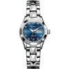 JIN SHI DUN 8813 Fashion Waterproof Luminous Automatic Mechanical Watch, Style:Women(Silver Blue)