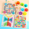 Colored Bead Flying Chess Wooden Children Board Game Educational Toy
