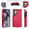 For Samsung Galaxy S24 Ultra 5G Double Flap Zipper RFID Leather Phone Case with Short Lanyard(Red)