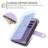 For Samsung Galaxy A56 5G YM016 Rhombic Zipper Card Wallet Leather Phone Case with Lanyard(Light Purple)