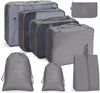 8 In 1 Beam Mouth Travel Storage Bag Set Folding Storage Bag(Gray)