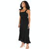 Women Elegant Slit Dress Commuting Sleeveless Knot Suspender Dress, Size: L(Black)