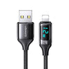 USAMS US-SJ543 U78 8 Pin Aluminum Alloy Digital Display Charging Data Cable, Length: 1.2m (Black)